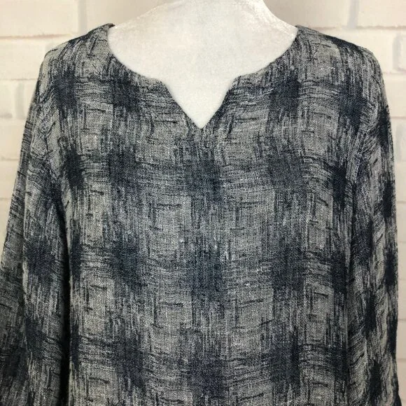 J Jill Pure Jill Linen Blend Blouse Petite Size PM Blue Gray - Picture 4 of 9